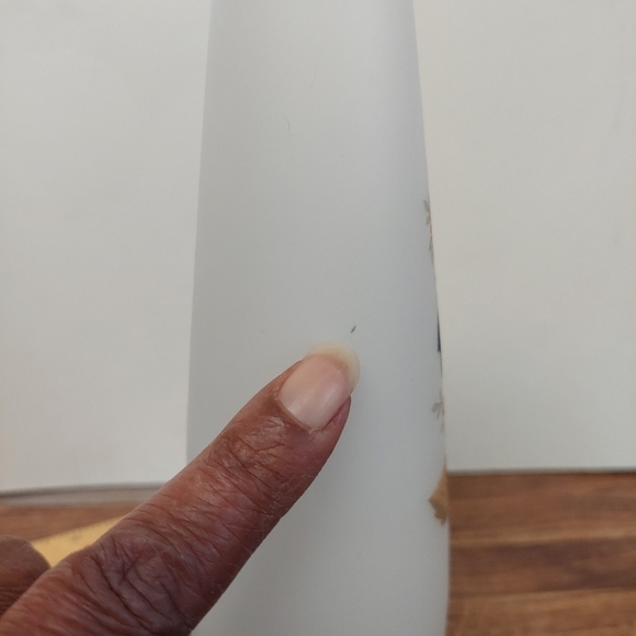 Vintage* MCM Fosted Satin-finish Blue Rose Transferware Bud Vase - Picture 4 of 5